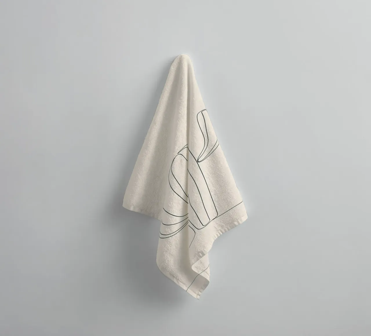 Minimalist Line Drawing of a Cactus | Modern Abstract Art towel by Viv Line Art
