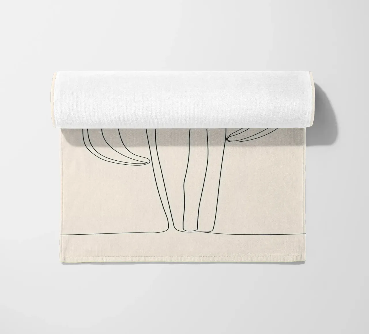 Minimalist Line Drawing of a Cactus | Modern Abstract Art beach towel by Viv Line Art