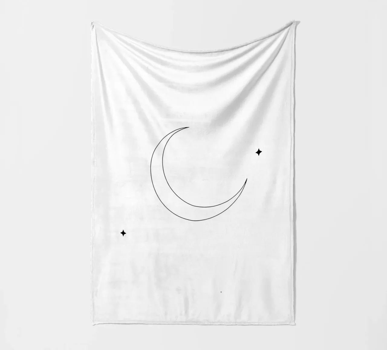 Minimalist Line Drawing of the Moon and Stars | Modern Abstr fleece blanket by Viv Line Art