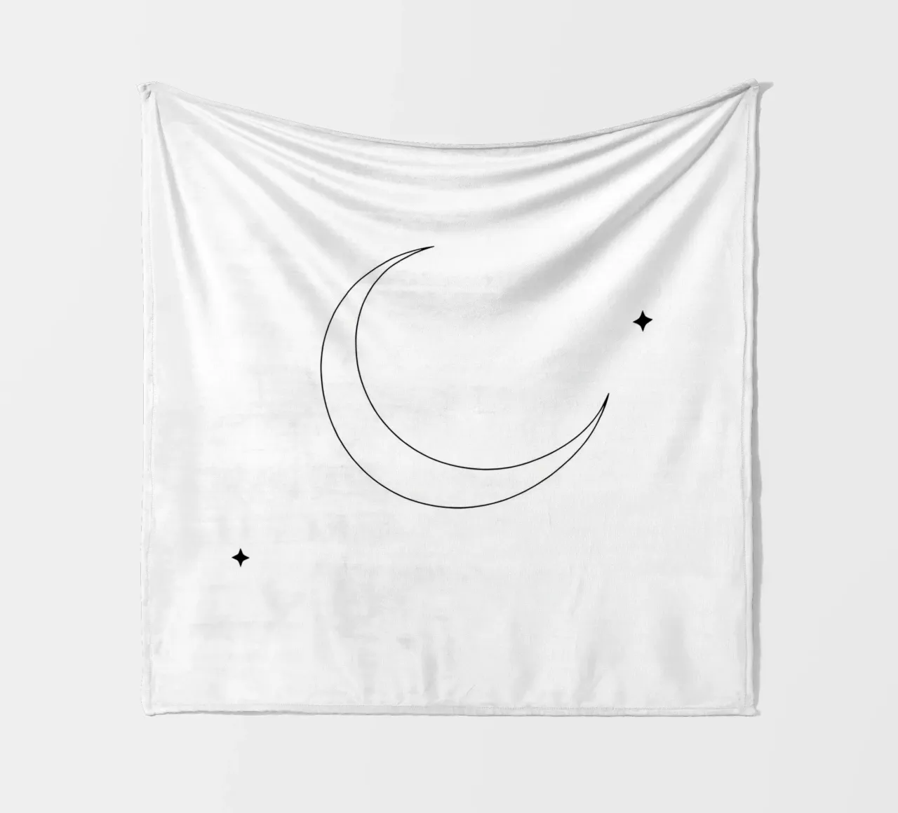 Minimalist Line Drawing of the Moon and Stars | Modern Abstr fleece blanket by Viv Line Art