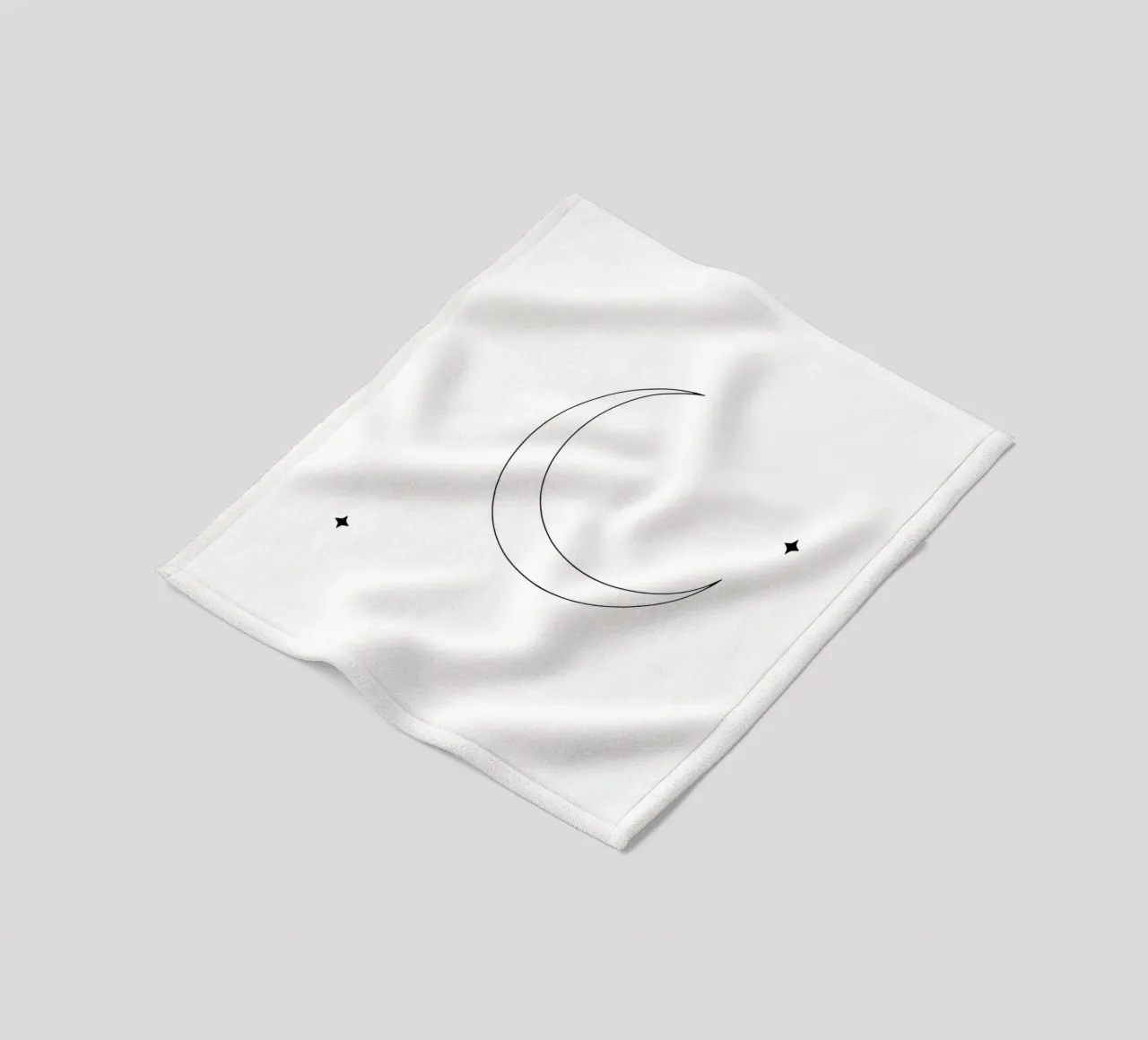 Minimalist Line Drawing of the Moon and Stars | Modern Abstr fleece blanket by Viv Line Art