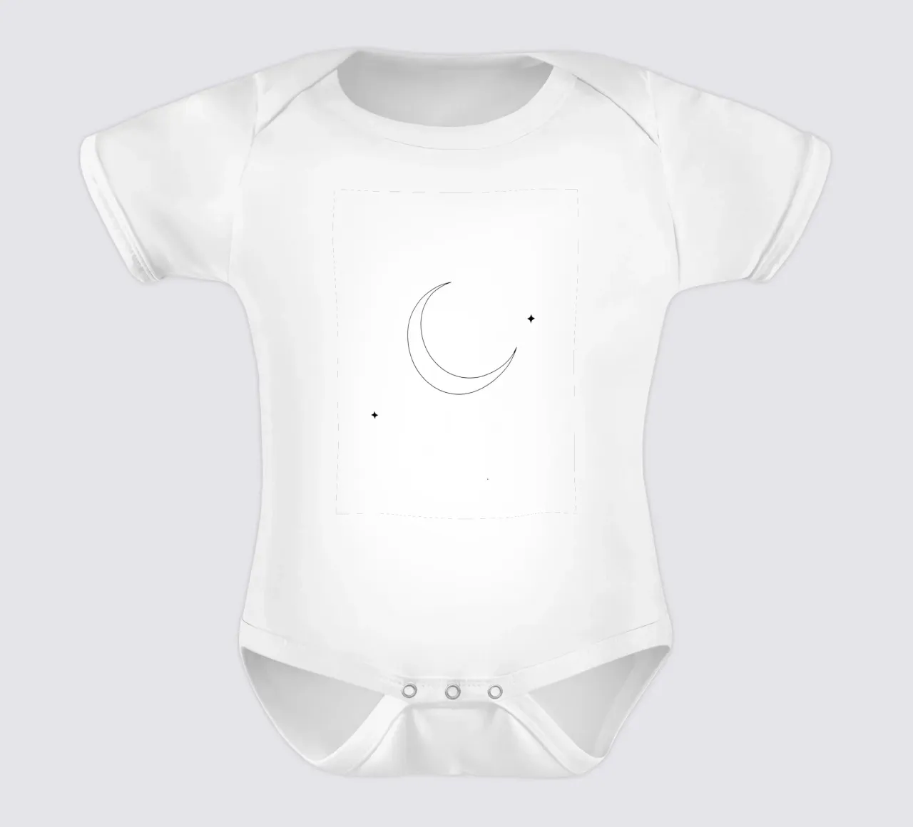 Minimalist Line Drawing of the Moon and Stars | Modern Abstr short-sleeve baby romper by Viv Line Art