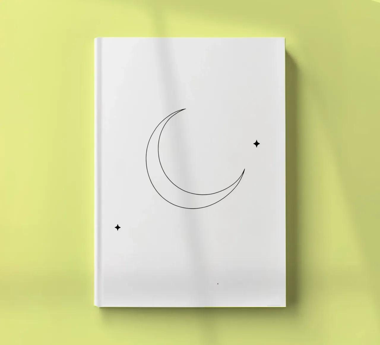 Minimalist Line Drawing of the Moon and Stars | Modern Abstr notebook by Viv Line Art