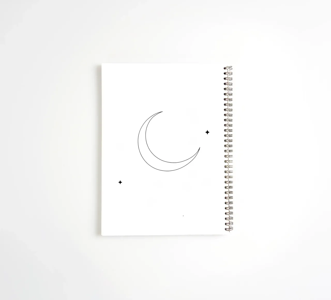 Minimalist Line Drawing of the Moon and Stars | Modern Abstr spiral notebook by Viv Line Art