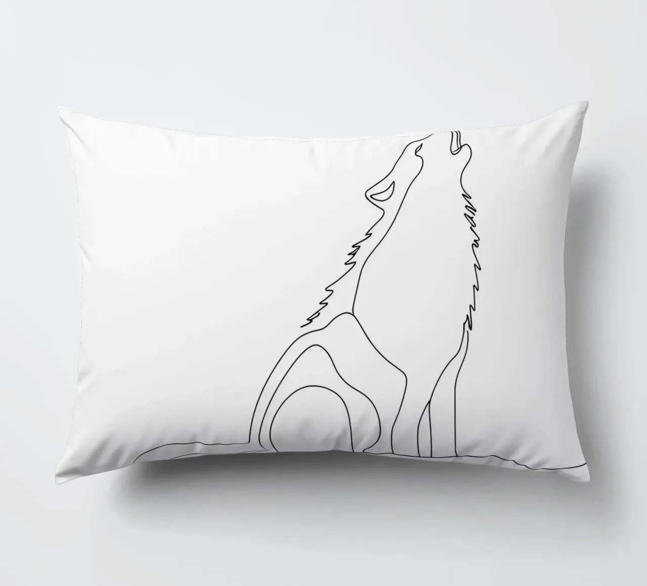 Minimalist Line Drawing of a Howling Wolf | Modern Abstract decorative cushion by Viv Line Art