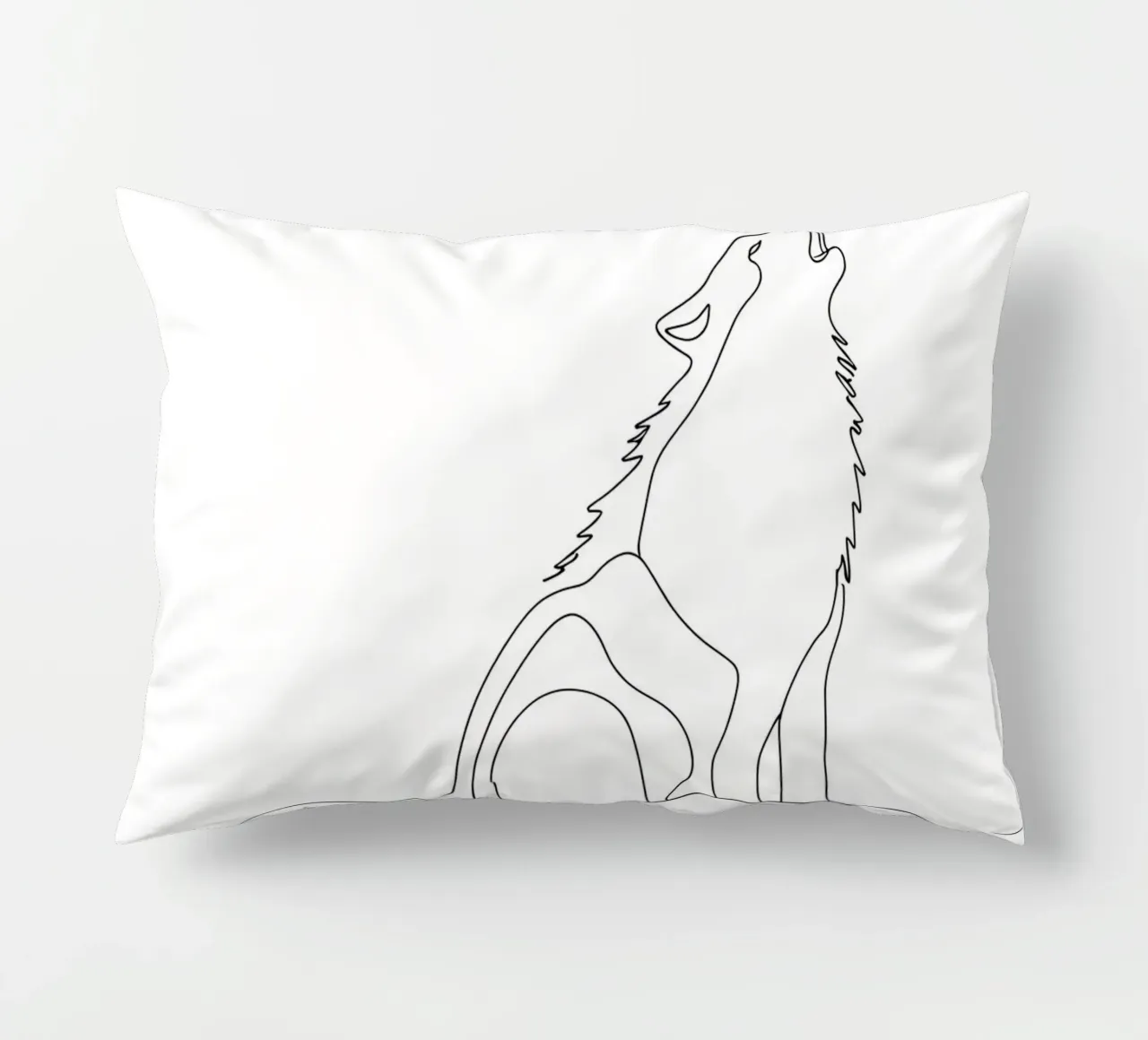 Minimalist Line Drawing of a Howling Wolf | Modern Abstract decorative cushion by Viv Line Art