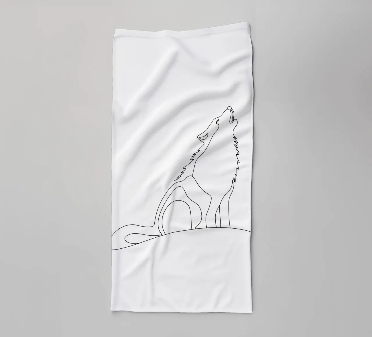 Minimalist Line Drawing of a Howling Wolf | Modern Abstract towel by Viv Line Art