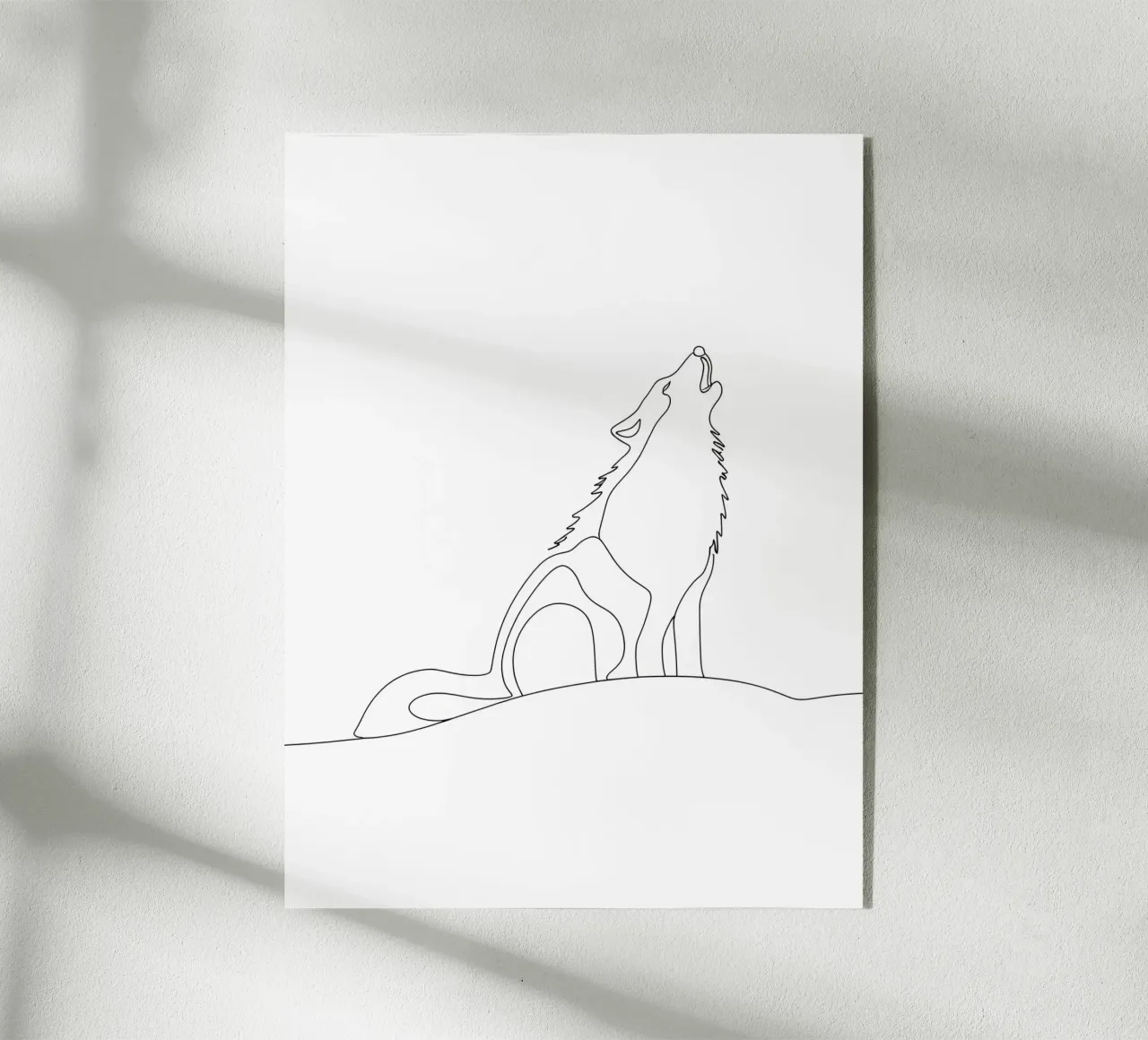 Minimalist Line Drawing of a Howling Wolf | Modern Abstract acrylic glass by Viv Line Art