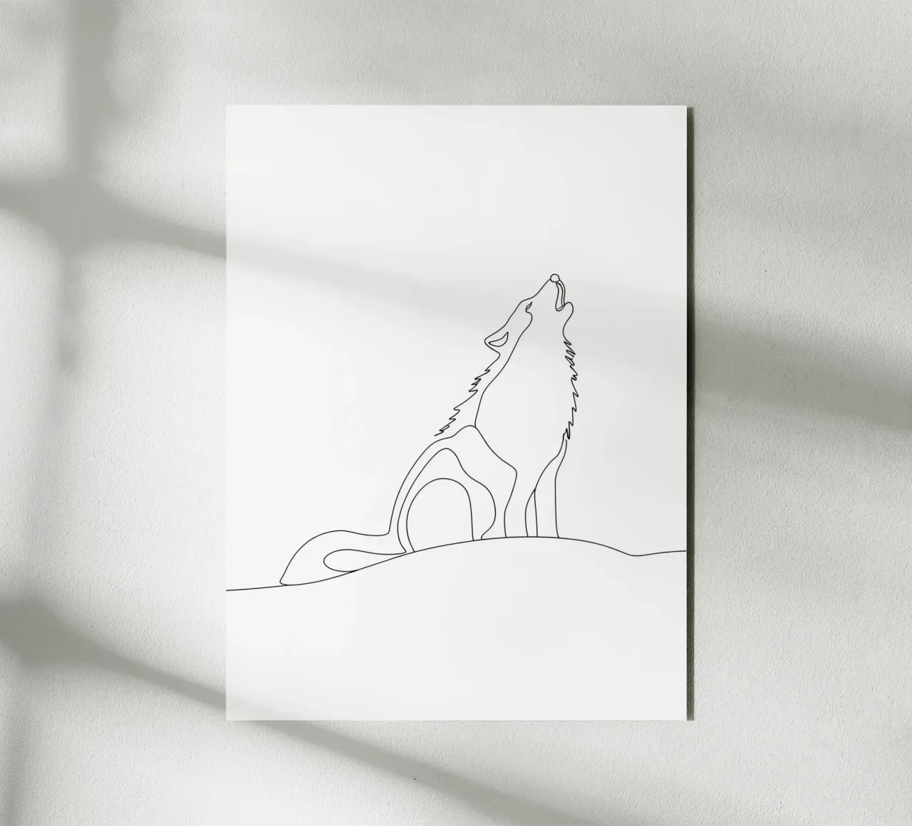 Minimalist Line Drawing of a Howling Wolf | Modern Abstract alu-dibond by Viv Line Art
