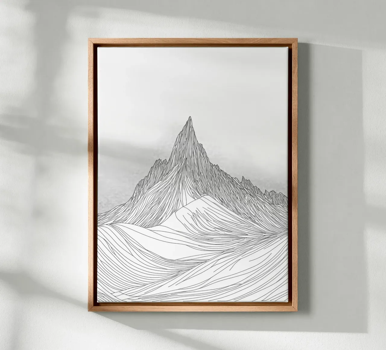 Minimalist Line Drawing of a Mountain | Modern Abstract Art canvas with Floater frame by Viv Line Art