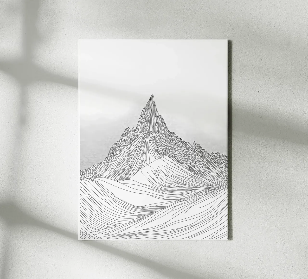 Minimalist Line Drawing of a Mountain | Modern Abstract Art canvas with Floater frame by Viv Line Art