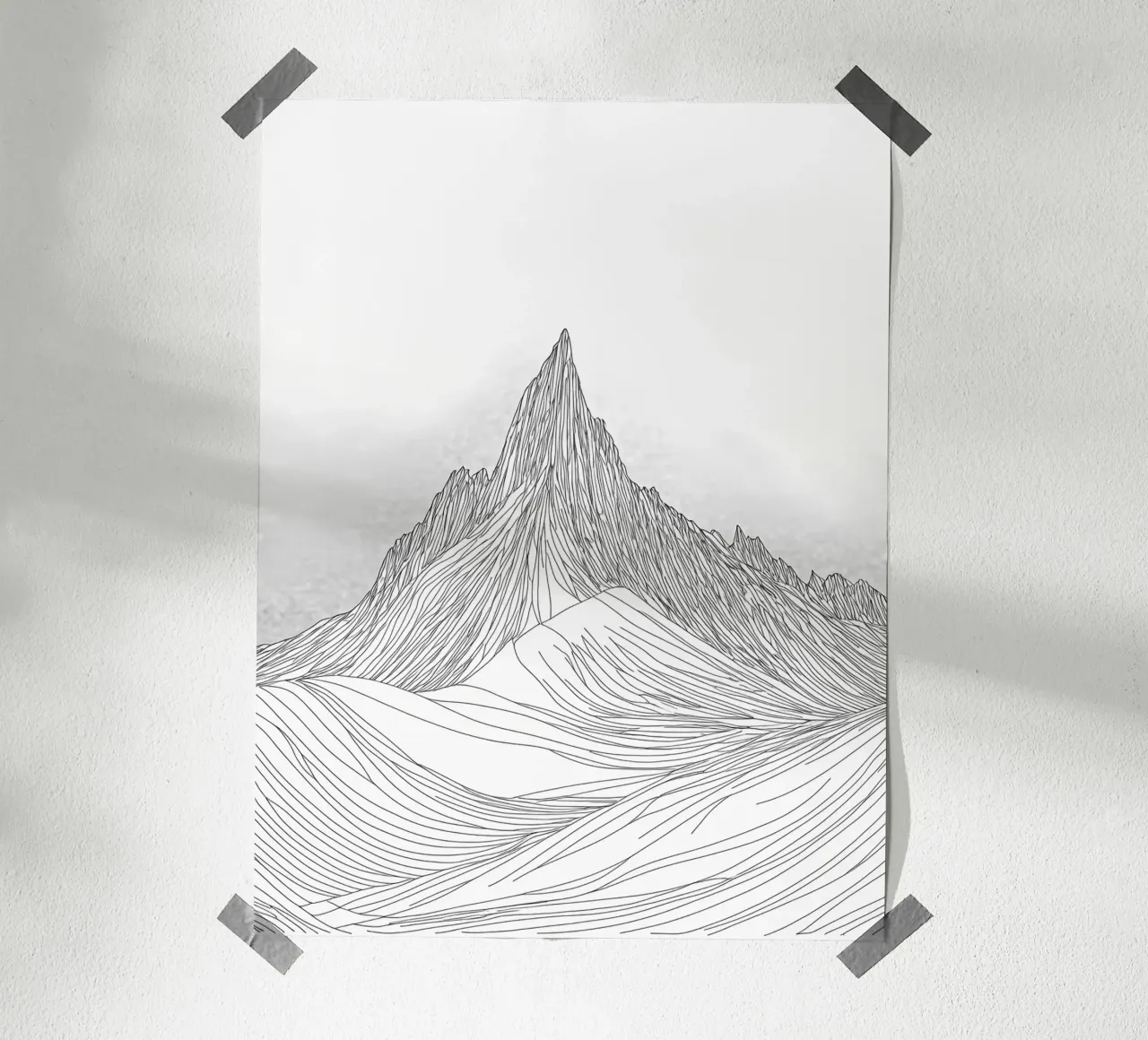 Minimalist Line Drawing of a Mountain | Modern Abstract Art poster by Viv Line Art