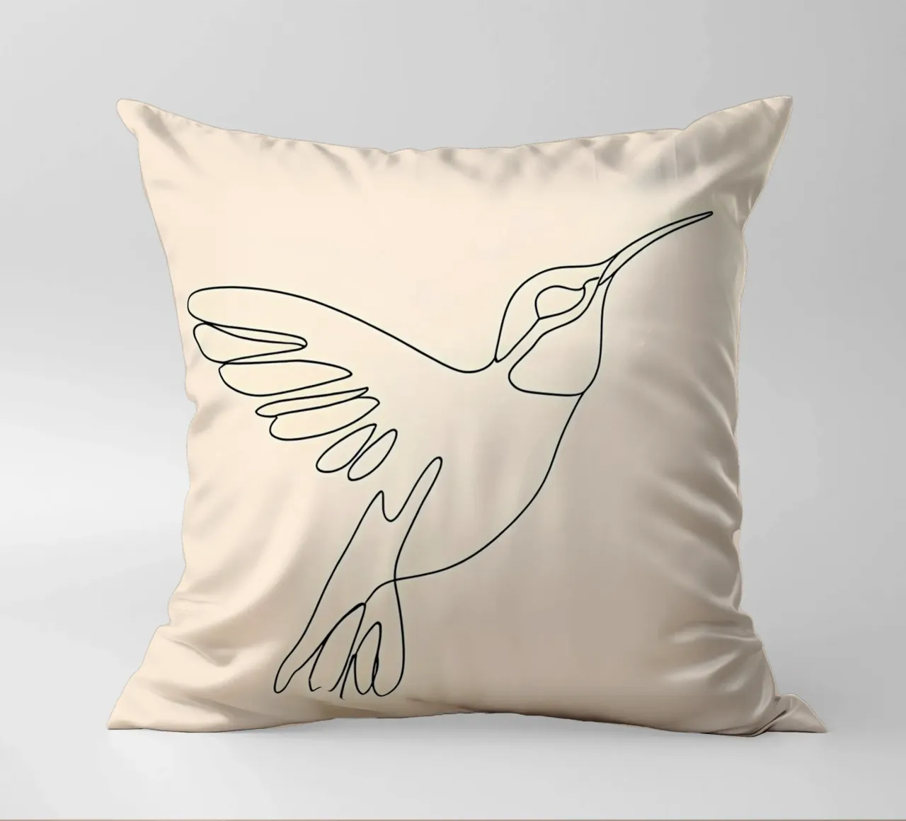 Minimalist Line Drawing of a Hummingbird | Modern Abstract A decorative cushion by Viv Line Art
