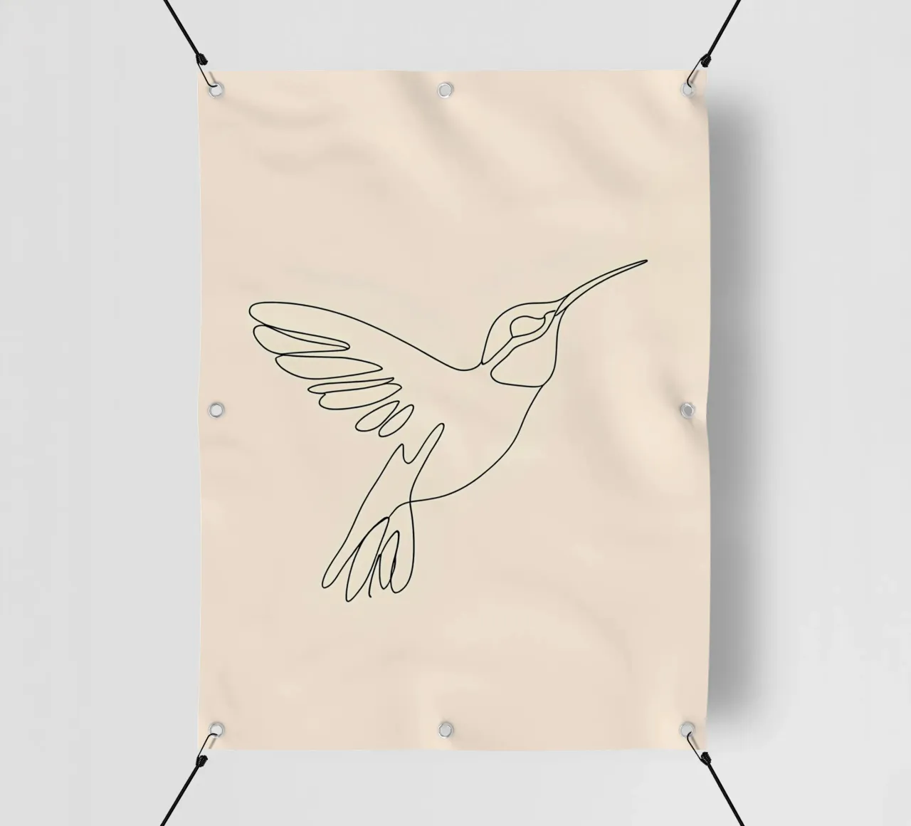 Minimalist Line Drawing of a Hummingbird | Modern Abstract A pvc cover by Viv Line Art