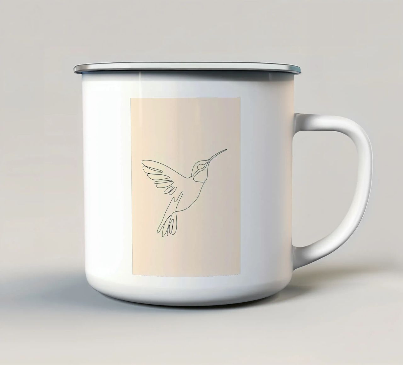Disegno di linea minimalista di un colibrì | Moderno astratto A tazza in smalto da Viv Line Art
