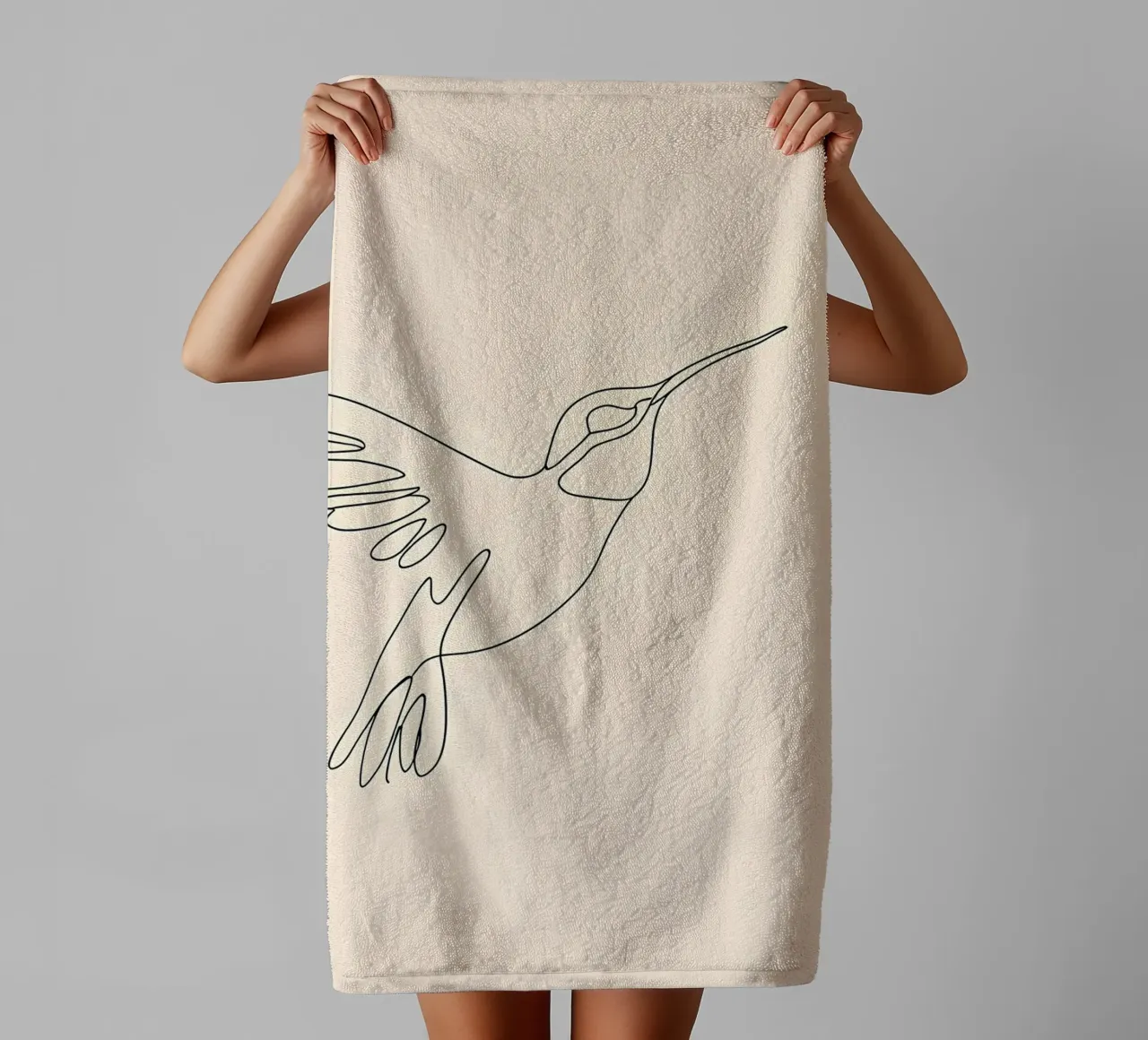 Minimalist Line Drawing of a Hummingbird | Modern Abstract A towel by Viv Line Art