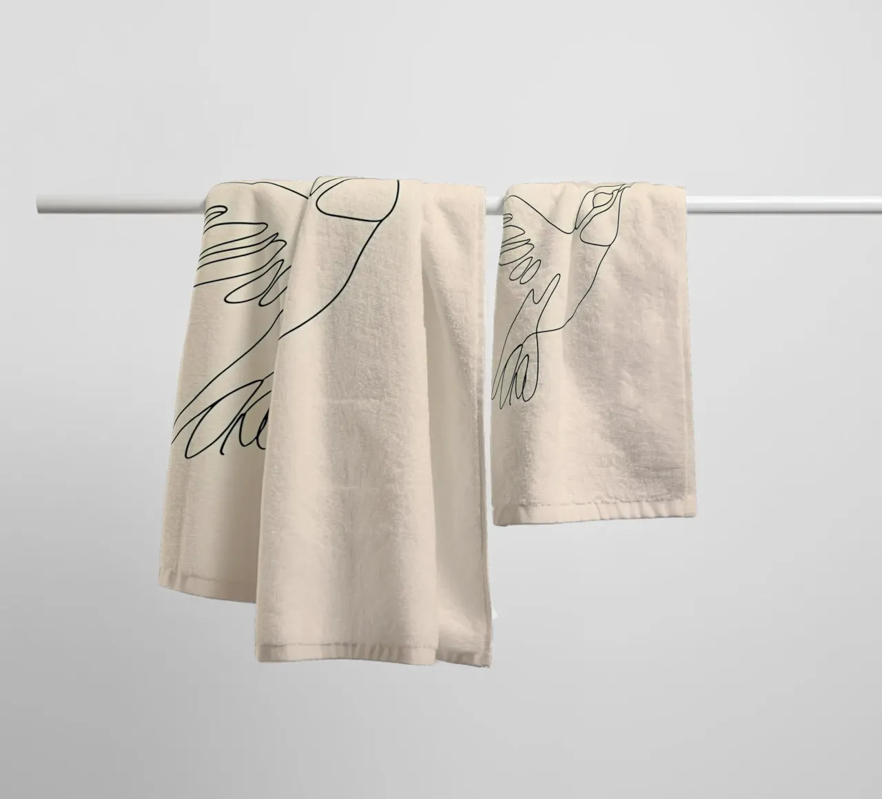 Minimalistische Strichzeichnung eines Kolibris | Modern Abstract A Handtuch von Viv Line Art