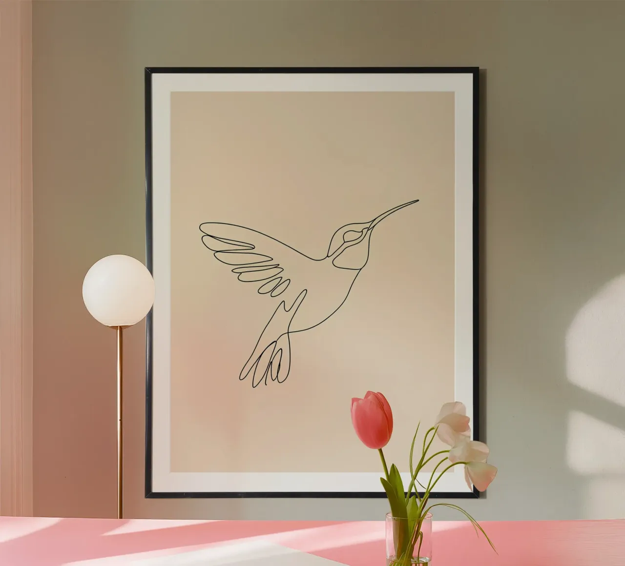 Minimalist Line Drawing of a Hummingbird | Modern Abstract A hahnemühle by Viv Line Art