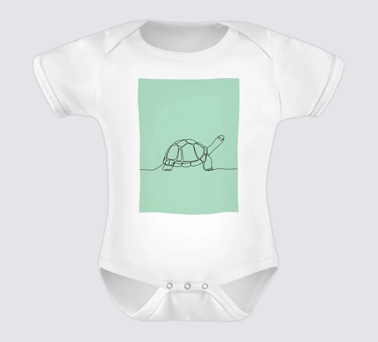 Disegno lineare minimalista di una tartaruga | Arte astratta moderna body neonato maniche corte da Viv Line Art