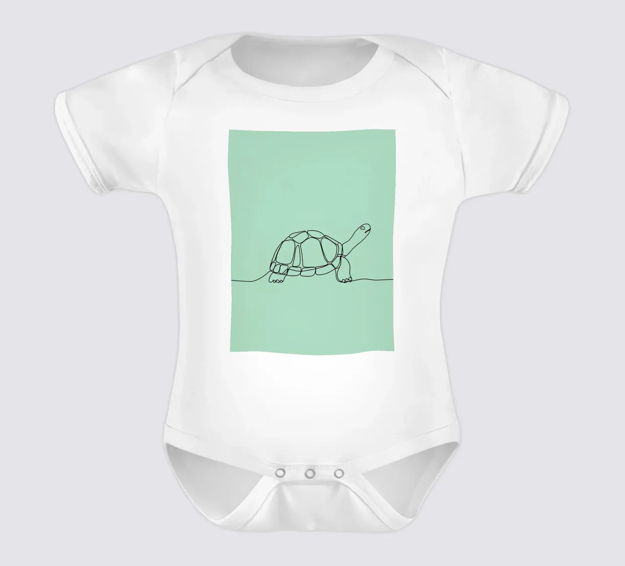 Disegno lineare minimalista di una tartaruga | Arte astratta moderna body neonato maniche corte da Viv Line Art