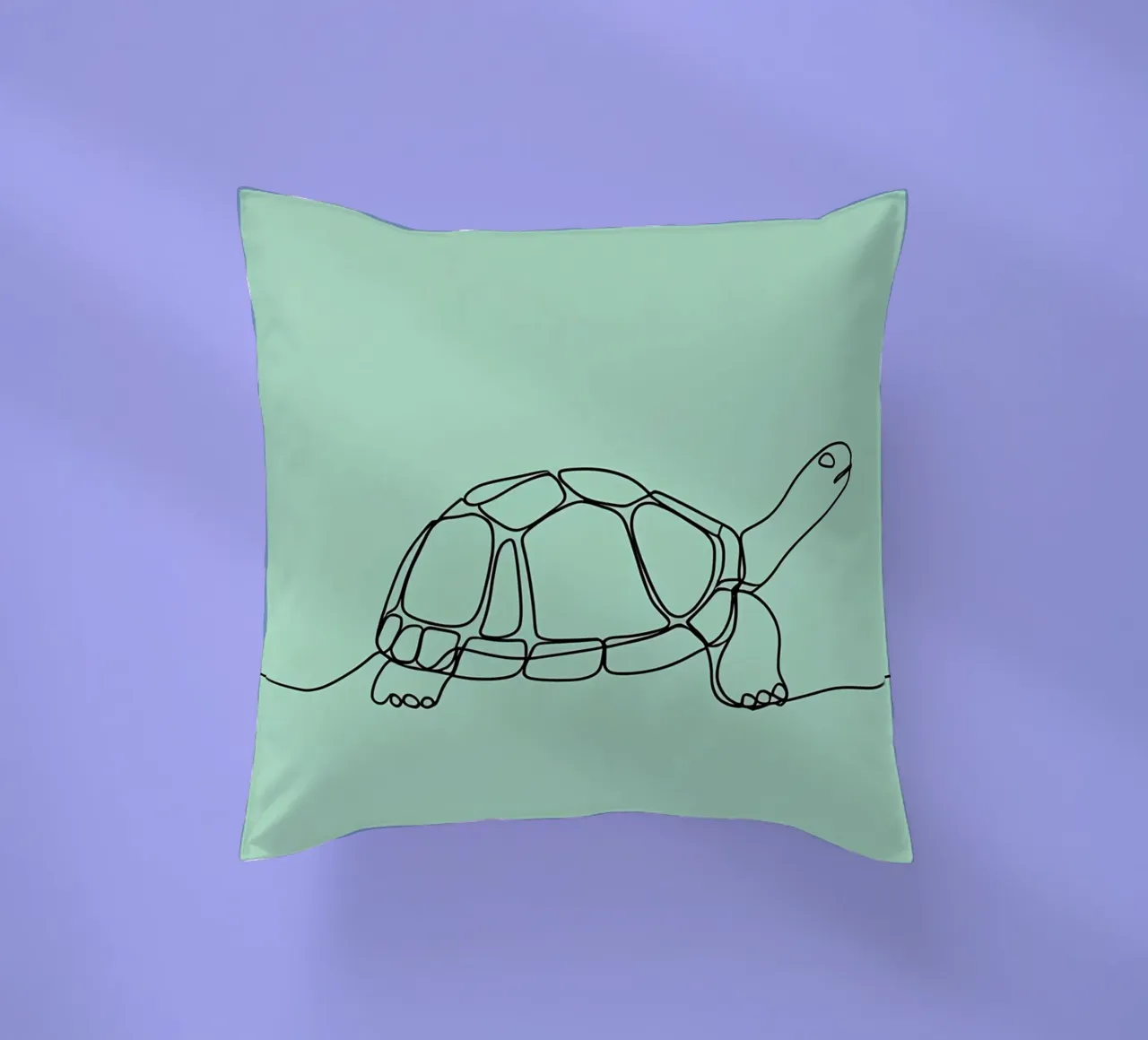 Minimalist Line Drawing of a Turtle | Modern Abstract Art decorative cushion by Viv Line Art