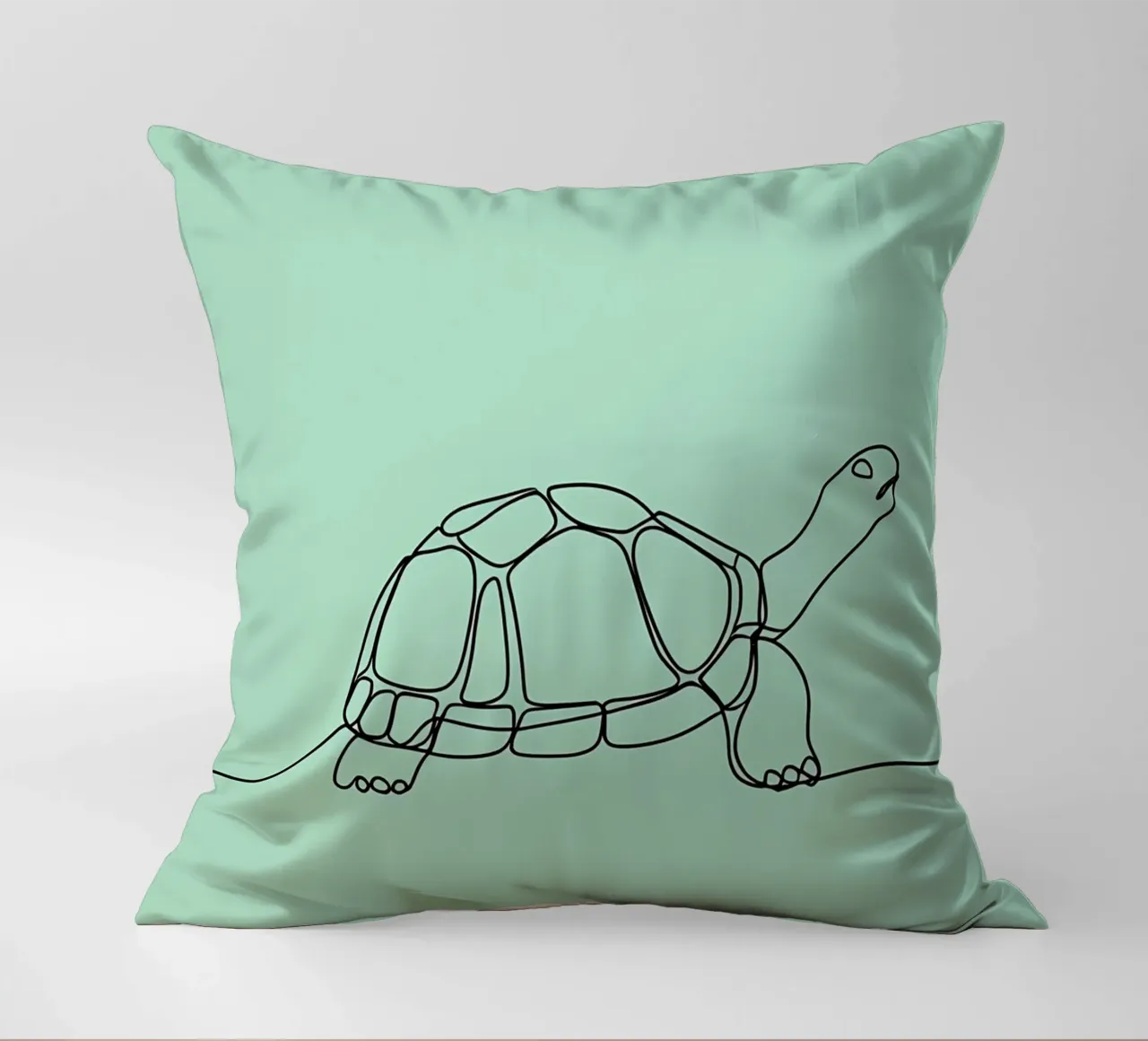 Minimalist Line Drawing of a Turtle | Modern Abstract Art decorative cushion by Viv Line Art