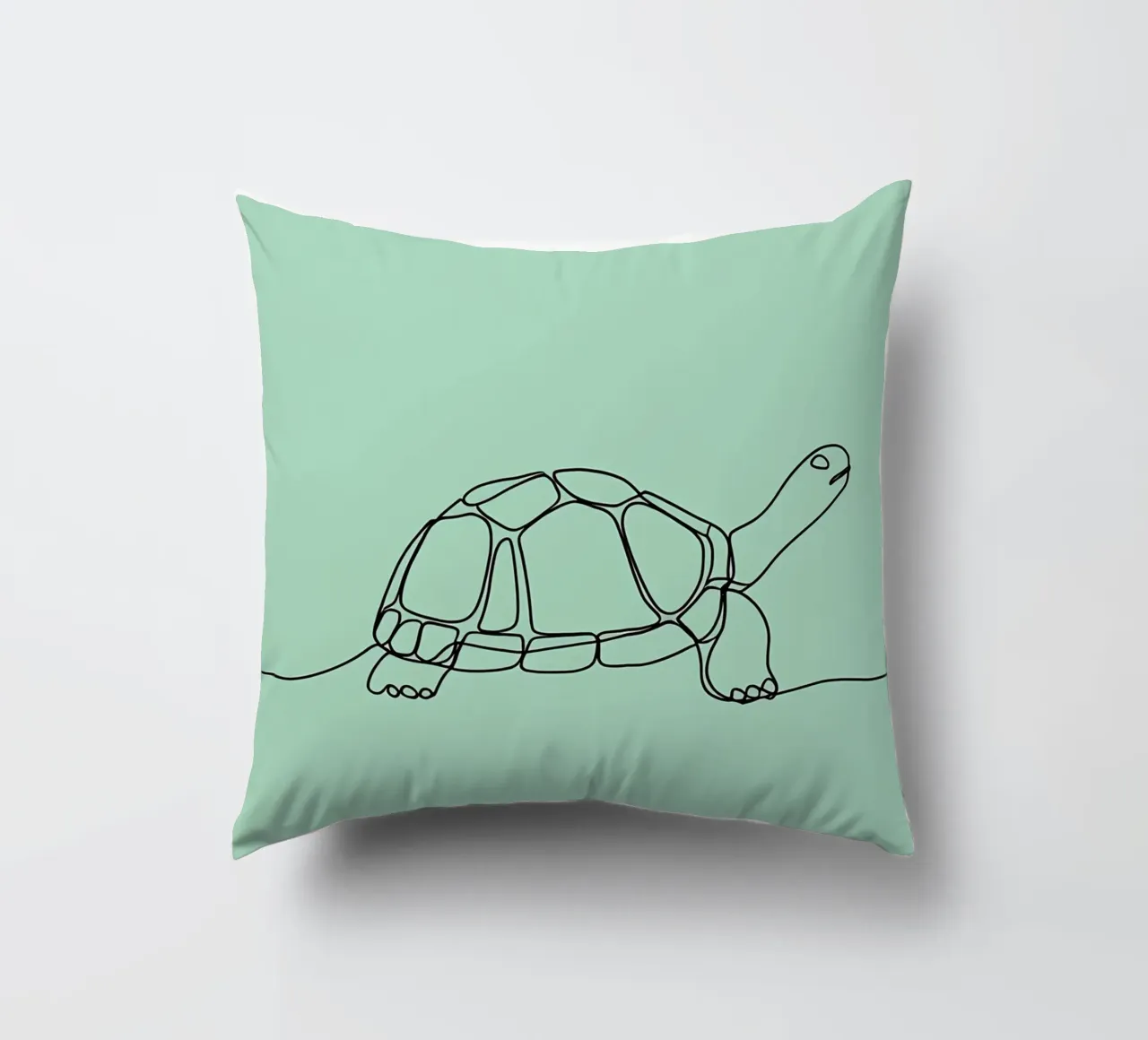 Minimalist Line Drawing of a Turtle | Modern Abstract Art decorative cushion by Viv Line Art