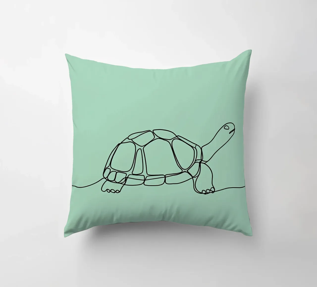 Minimalist Line Drawing of a Turtle | Modern Abstract Art decorative cushion by Viv Line Art