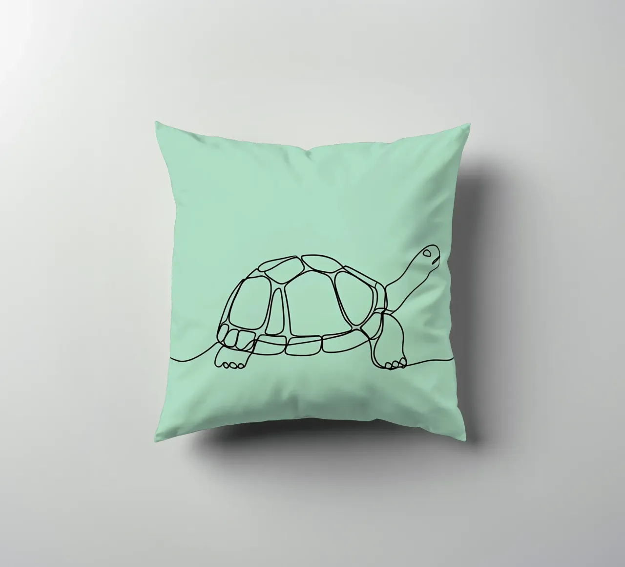 Minimalist Line Drawing of a Turtle | Modern Abstract Art decorative cushion by Viv Line Art