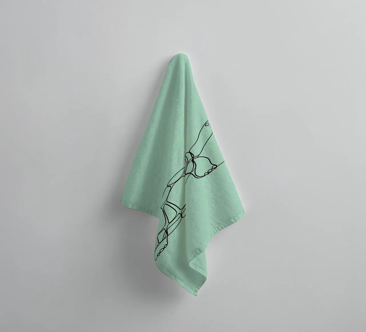 Minimalist Line Drawing of a Turtle | Modern Abstract Art towel by Viv Line Art
