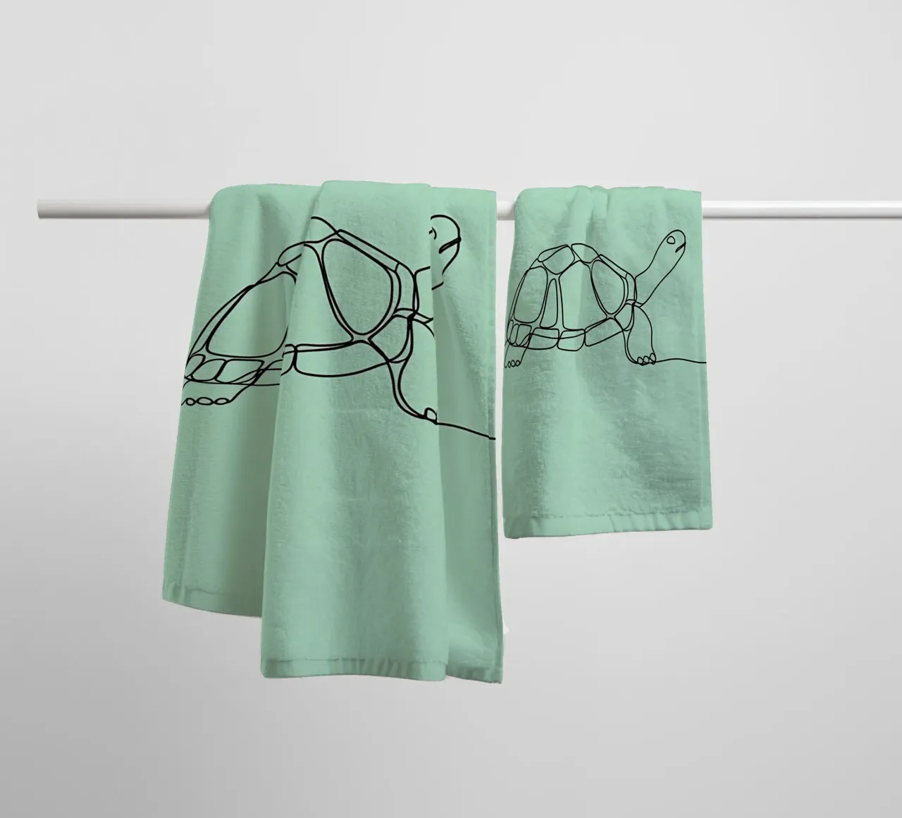 Minimalist Line Drawing of a Turtle | Modern Abstract Art towel by Viv Line Art