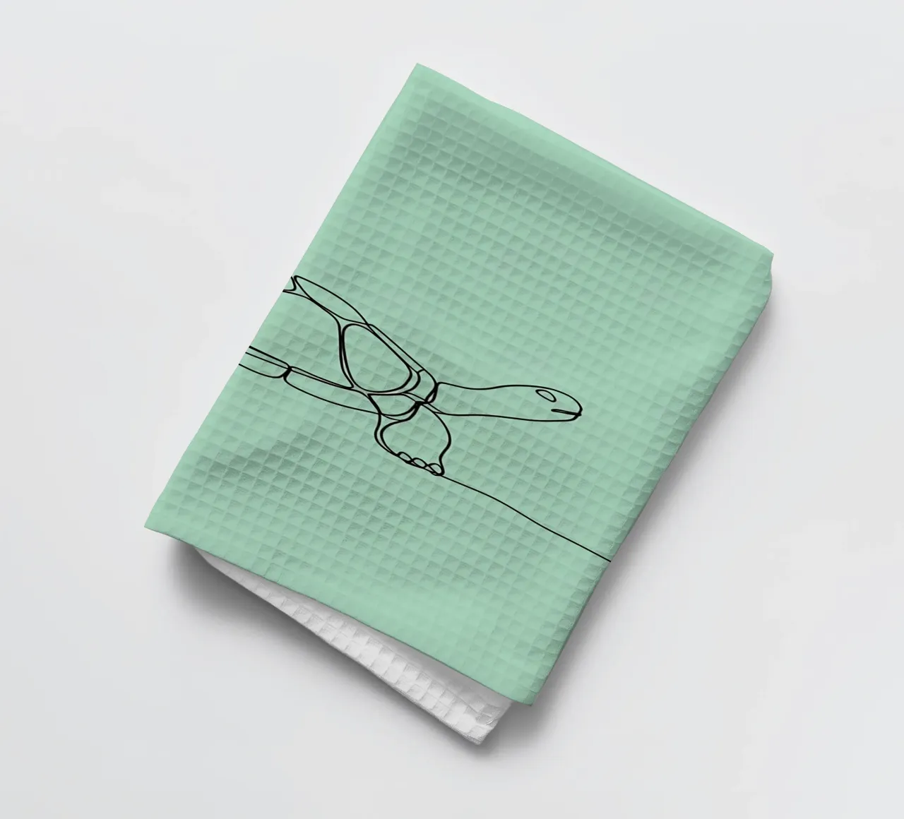Minimalist Line Drawing of a Turtle | Modern Abstract Art tea towel by Viv Line Art