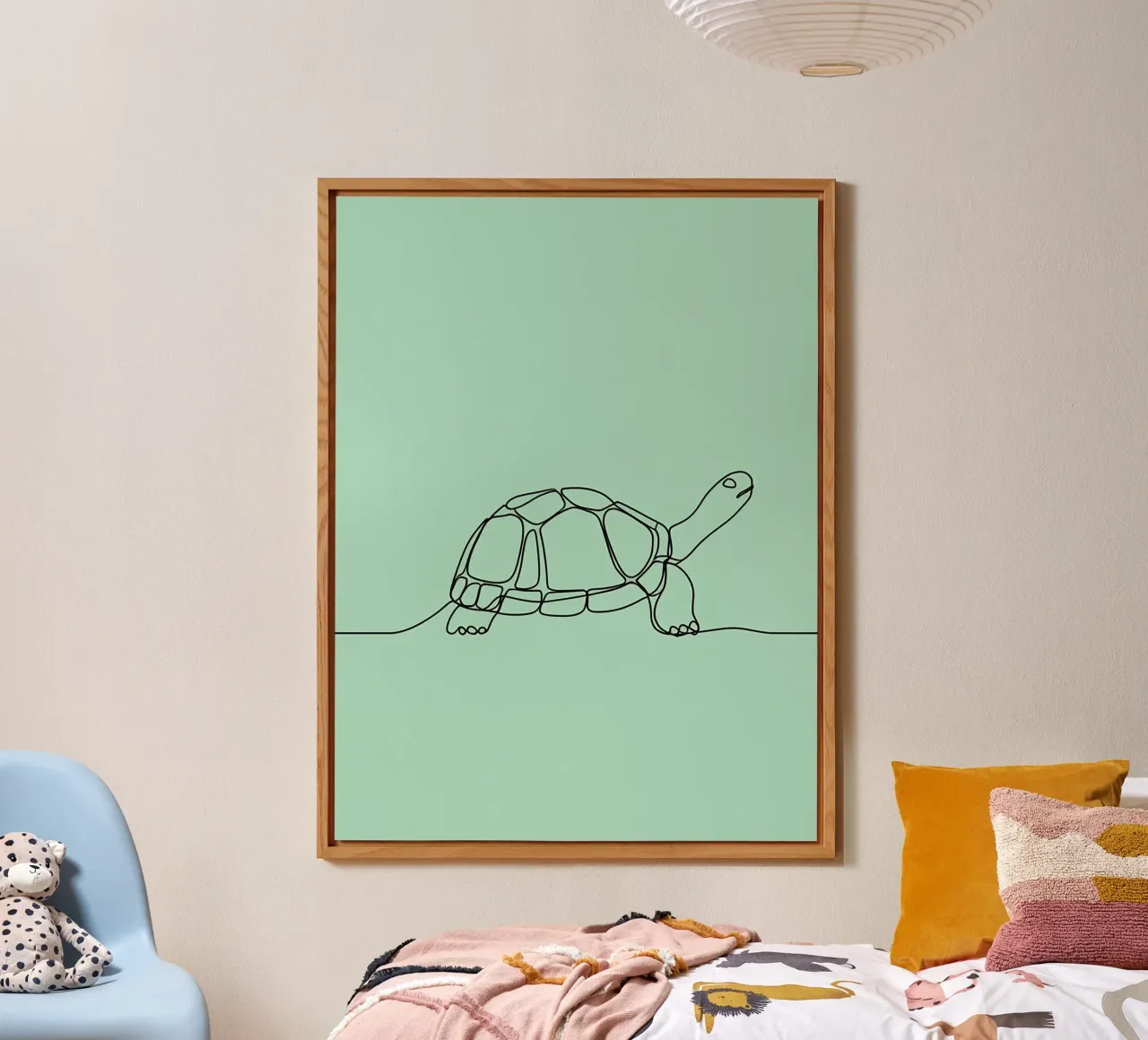 Minimalist Line Drawing of a Turtle | Modern Abstract Art alu-dibond by Viv Line Art