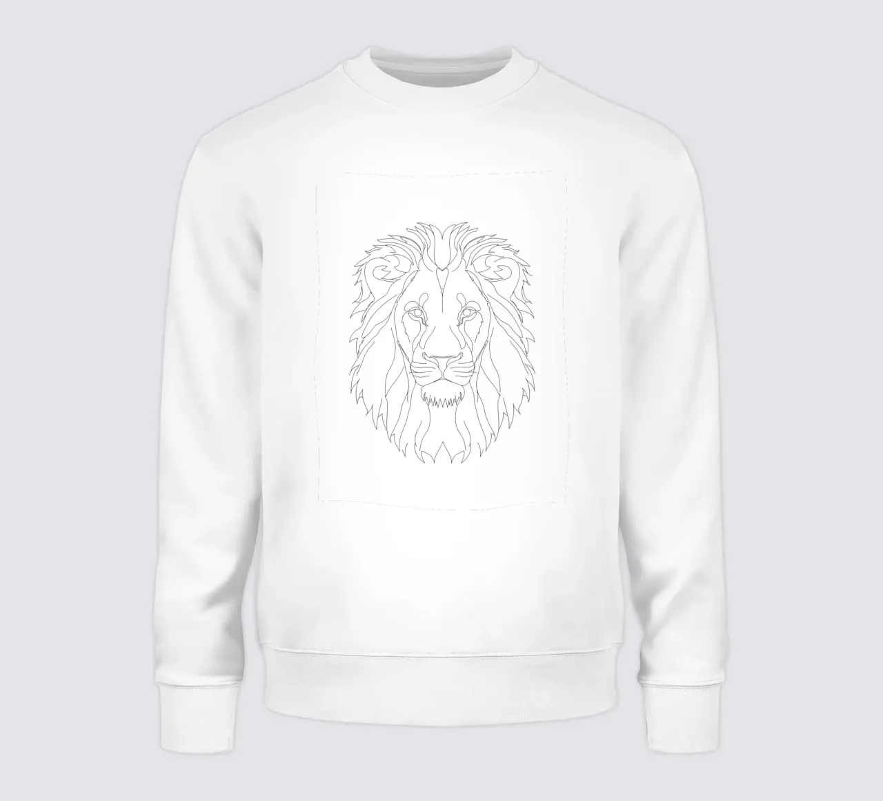 Minimalist Line Drawing of a Lion Face | Modern Abstract Art sweatshirt by Viv Line Art