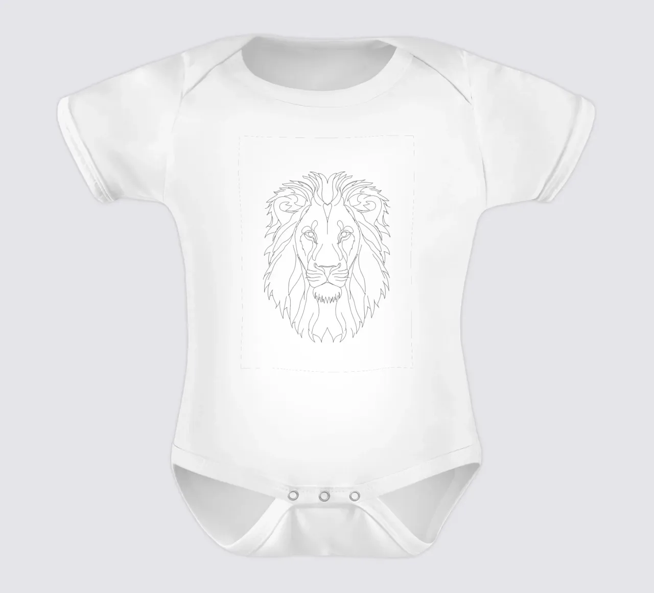 Minimalist Line Drawing of a Lion Face | Modern Abstract Art short-sleeve baby romper by Viv Line Art