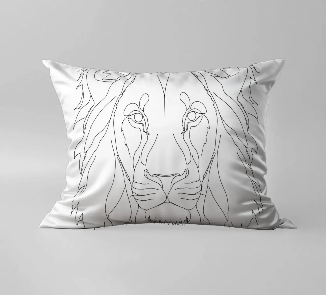 Minimalist Line Drawing of a Lion Face | Modern Abstract Art decorative cushion by Viv Line Art