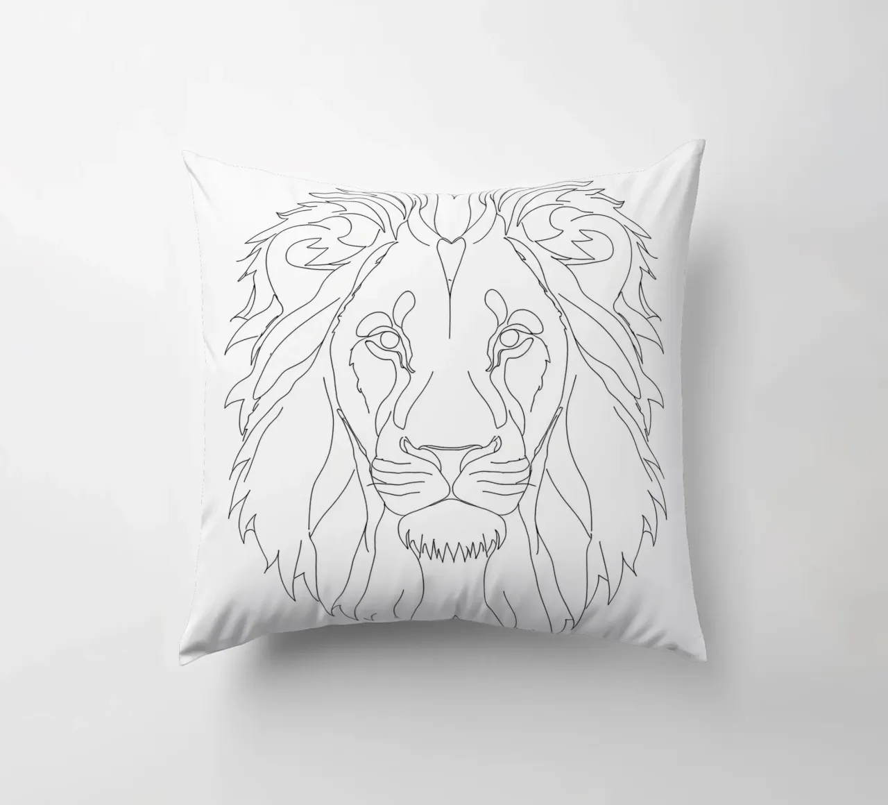 Minimalist Line Drawing of a Lion Face | Modern Abstract Art decorative cushion by Viv Line Art