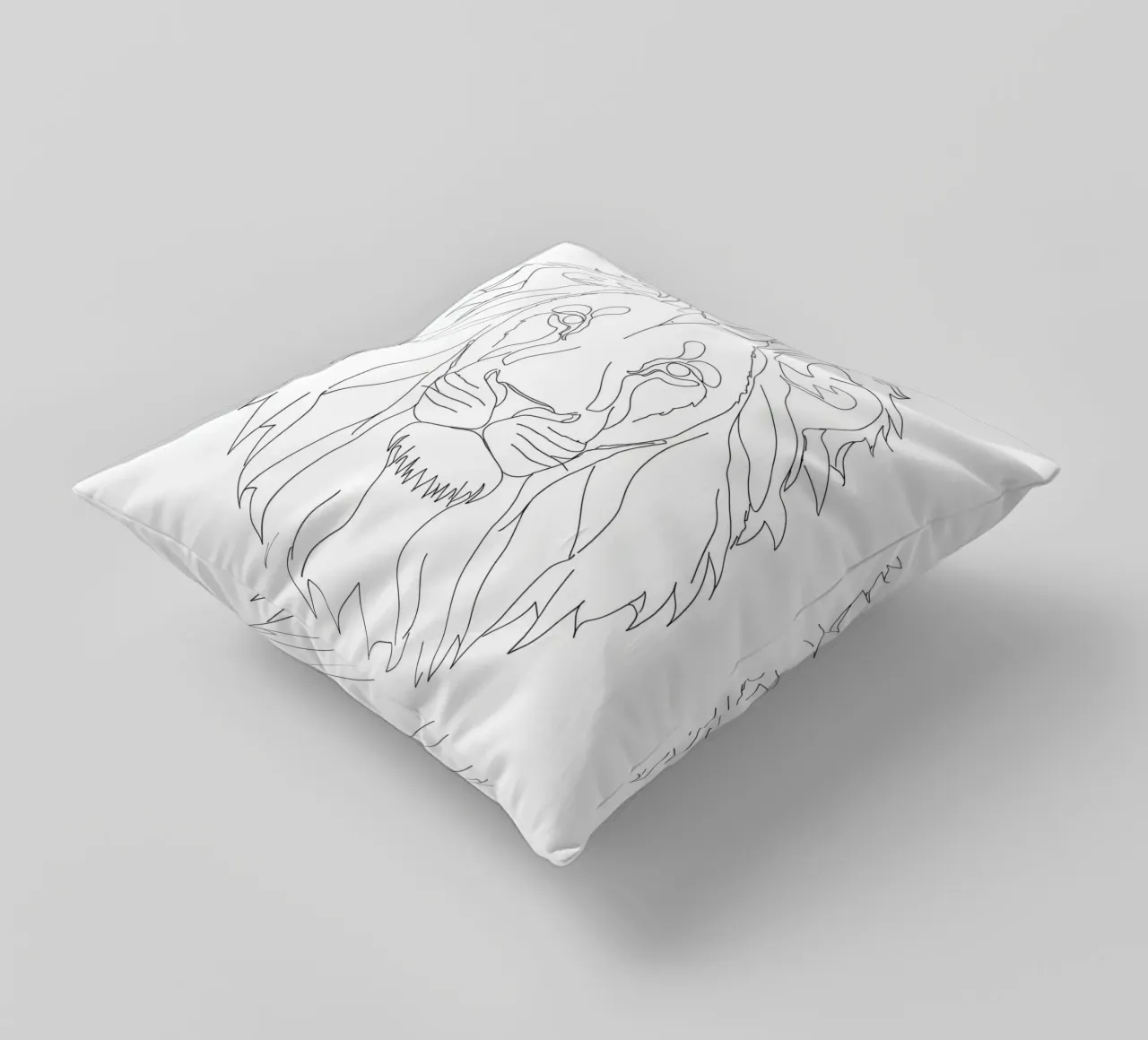 Minimalist Line Drawing of a Lion Face | Modern Abstract Art decorative cushion by Viv Line Art