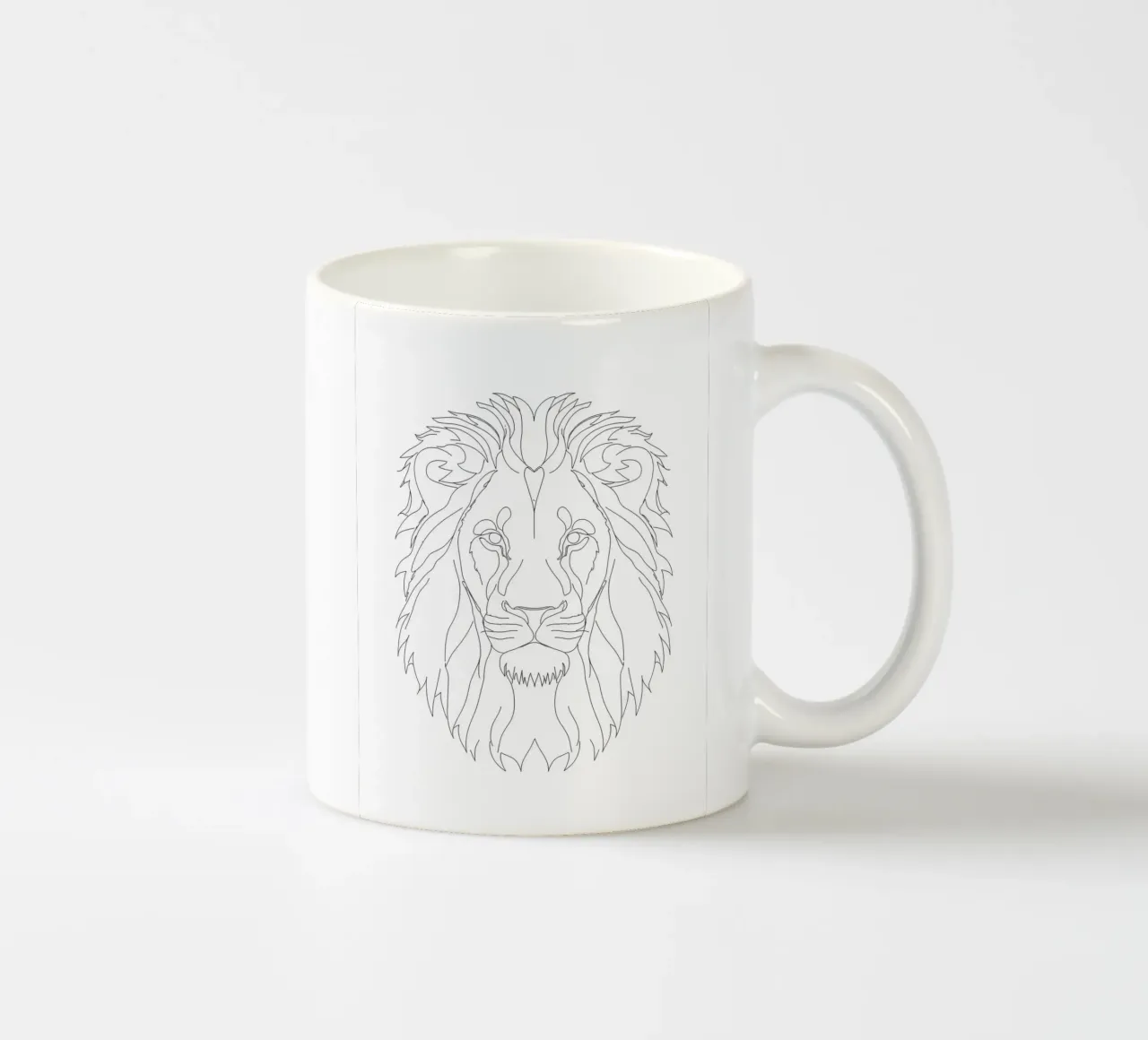Minimalist Line Drawing of a Lion Face | Modern Abstract Art ceramic mug by Viv Line Art
