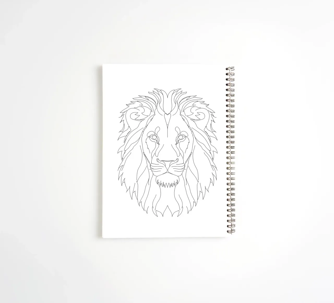 Minimalist Line Drawing of a Lion Face | Modern Abstract Art spiral notebook by Viv Line Art