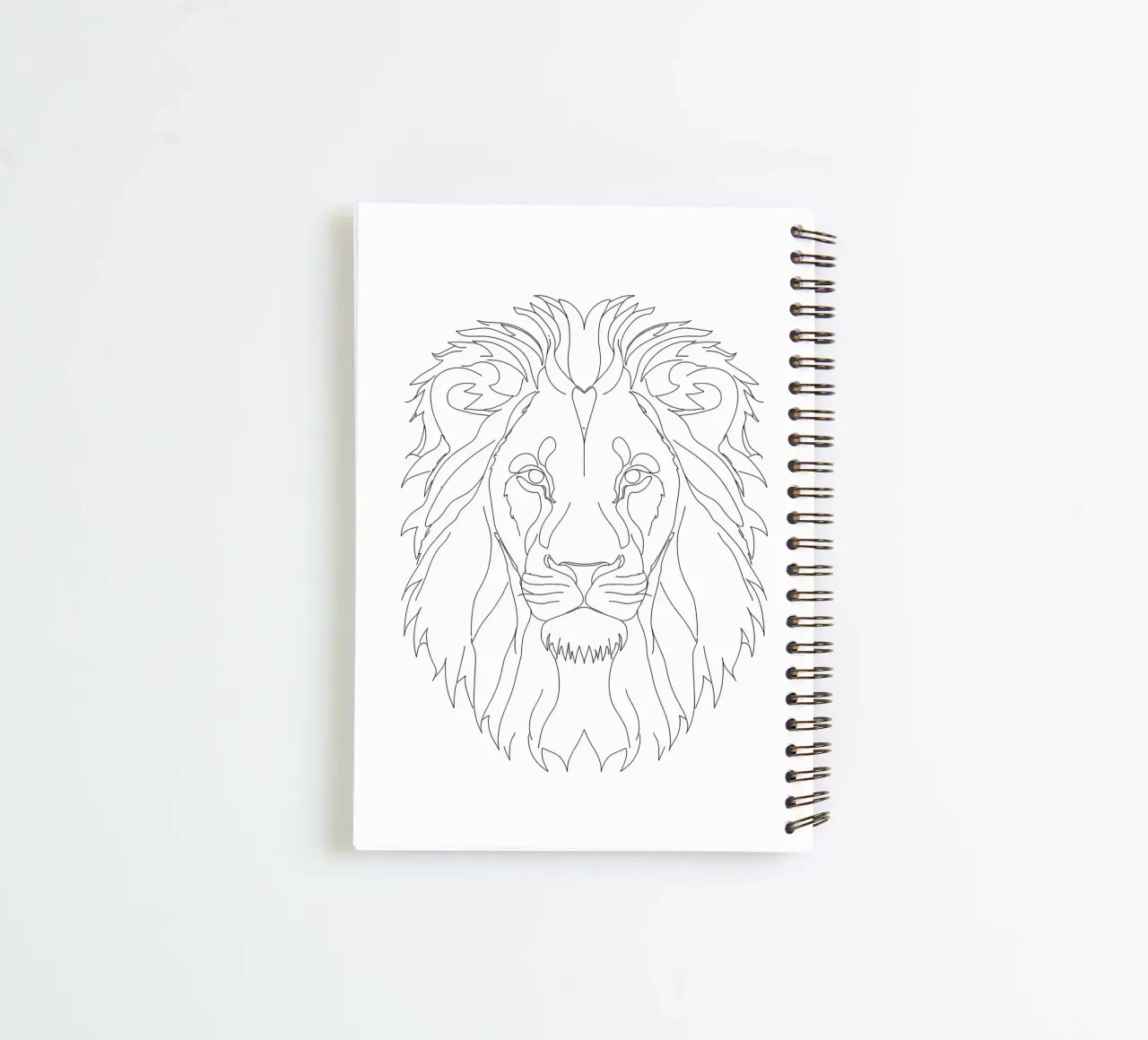 Minimalist Line Drawing of a Lion Face | Modern Abstract Art spiral notebook by Viv Line Art