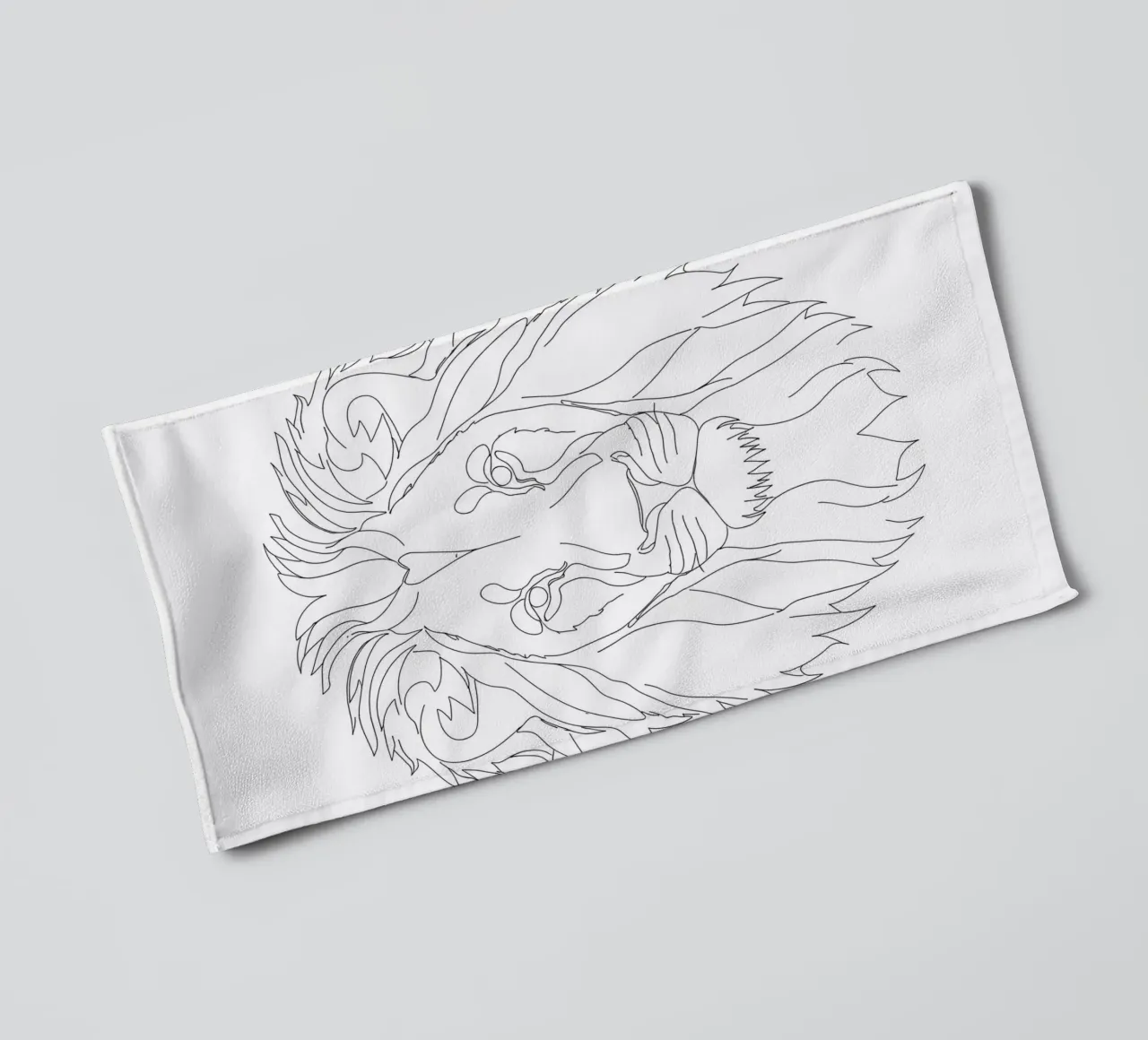 Dessin minimaliste d'une face de lion | Modern Abstract Art serviette de bain de Viv Line Art