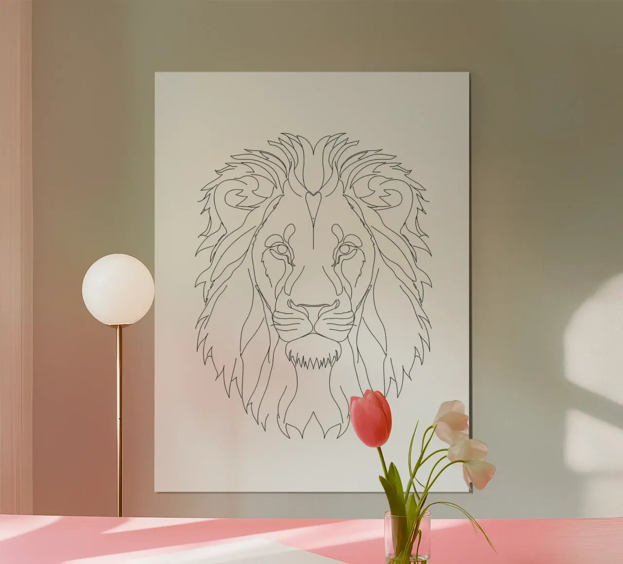 Minimalist Line Drawing of a Lion Face | Modern Abstract Art hahnemühle by Viv Line Art