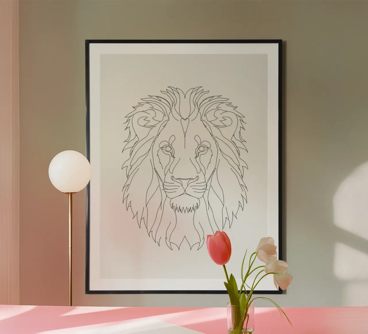 Minimalist Line Drawing of a Lion Face | Modern Abstract Art hahnemühle by Viv Line Art