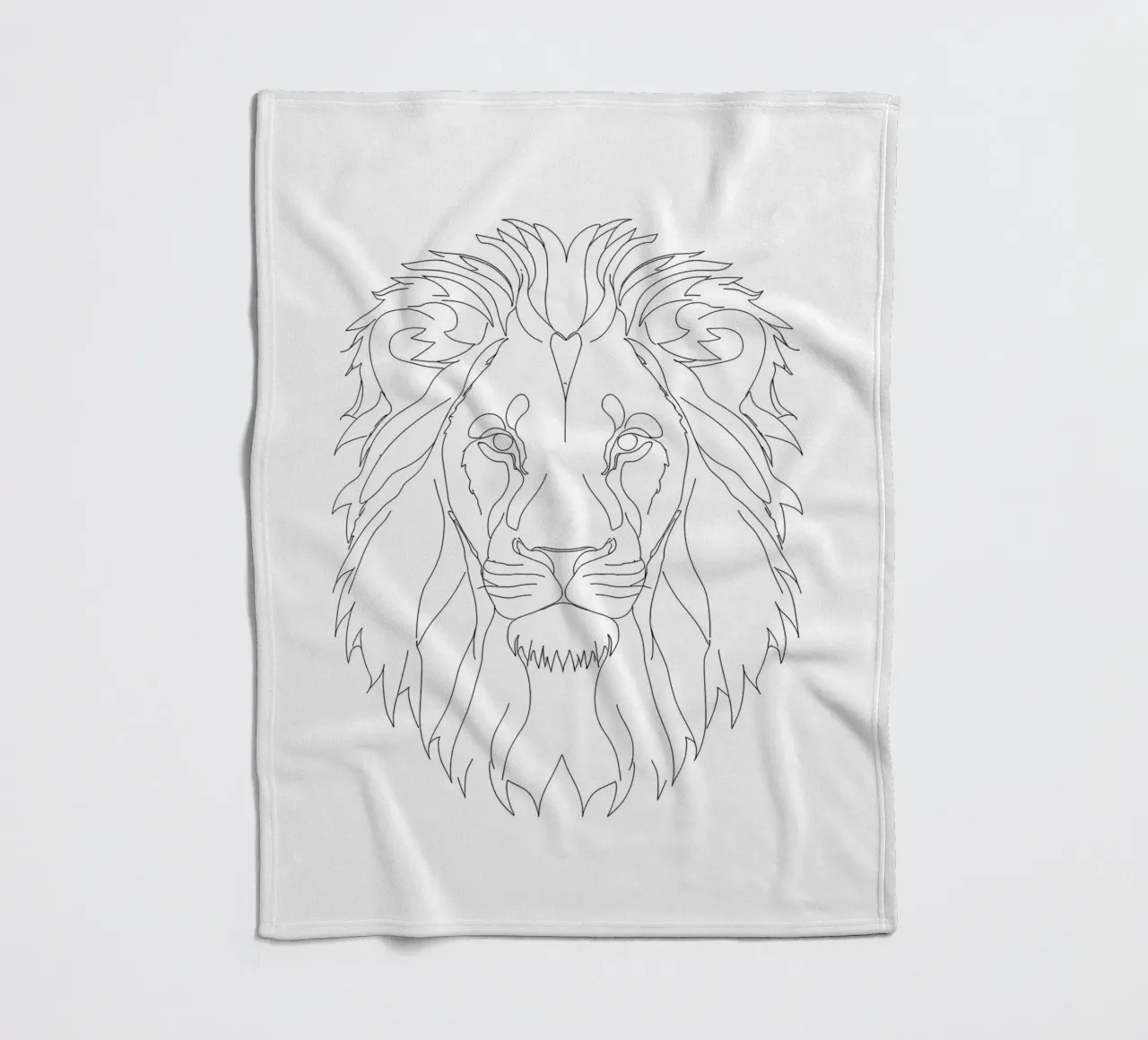 Minimalist Line Drawing of a Lion Face | Modern Abstract Art fleece blanket by Viv Line Art