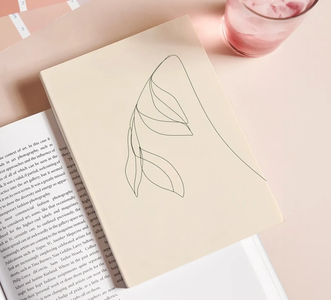 Dessin au trait minimaliste de feuilles | Modern Abstract Art carnet de notes de Viv Line Art