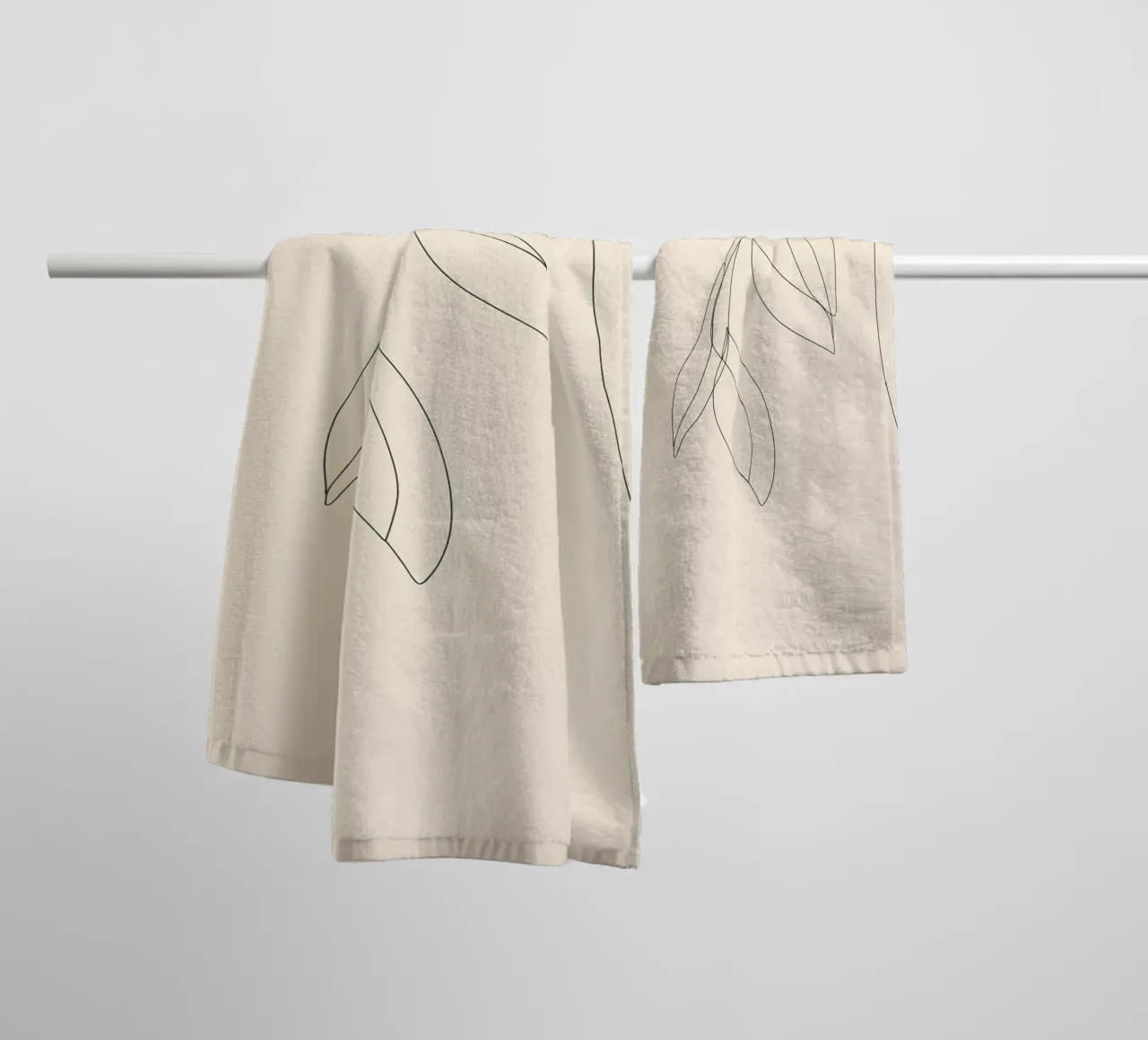 Dessin au trait minimaliste de feuilles | Modern Abstract Art serviette de bain de Viv Line Art