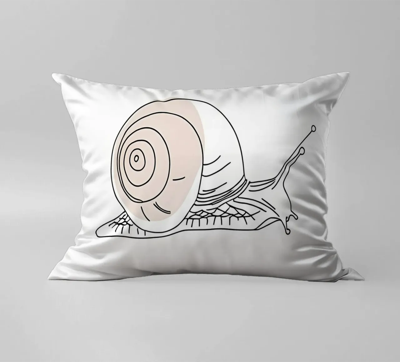 Minimalist Line Drawing of a Snail | Modern Abstract Art decorative cushion by Viv Line Art