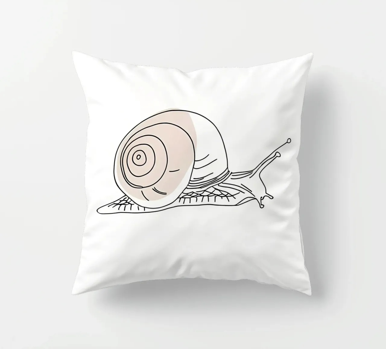 Minimalist Line Drawing of a Snail | Modern Abstract Art decorative cushion by Viv Line Art