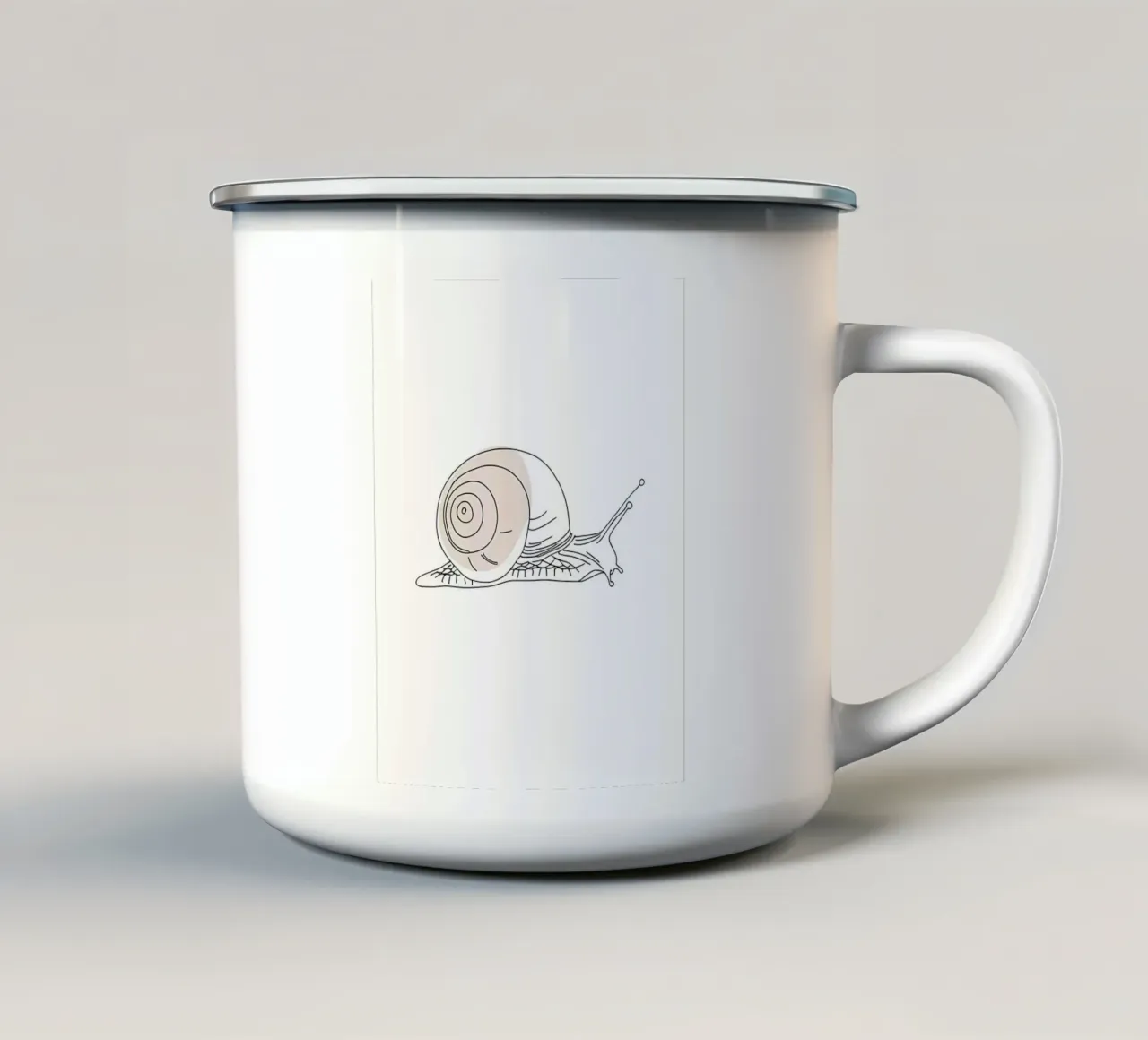Minimalist Line Drawing of a Snail | Modern Abstract Art enamel mug by Viv Line Art